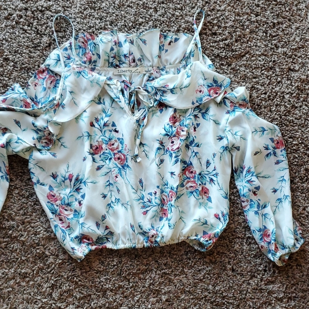 Flowers floral stretchy blouse